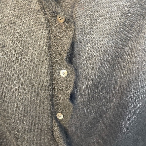 Abercrombie & Fitch Slate Blue/Gray Mohair Blend Cardigan, Ruffle Trim Buttons L - Picture 8 of 8